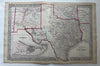 Texas w/Galveston city plan inset 1874 Mitchell decorative hand colored nice map