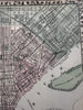 Philadelphia city plan 1874 Mitchell large decorative hand colored nice map