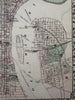 Philadelphia city plan 1874 Mitchell large decorative hand colored nice map