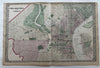 Philadelphia city plan 1874 Mitchell large decorative hand colored nice map