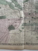Philadelphia city plan 1874 Mitchell large decorative hand colored nice map