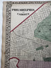 Philadelphia city plan 1874 Mitchell large decorative hand colored nice map