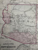 Arizona New Mexico early routes gold silver 1880 Mitchell hand colored nice map