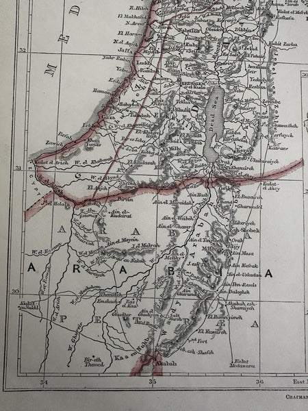 Syria Arabia Petra Aleppo Holy Land Jerusalem plan 1850 scarce 2 sheet color map