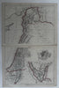 Syria Arabia Petra Aleppo Holy Land Jerusalem plan 1850 scarce 2 sheet color map