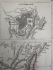 Syria Arabia Petra Aleppo Holy Land Jerusalem plan 1850 scarce 2 sheet color map