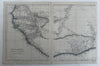 West Africa Senegambia Liberia Guinea Gold coast 1850 scarce 2 sheet color map