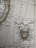 Australia continent 1850 Lowry scarce 2 sheet color map