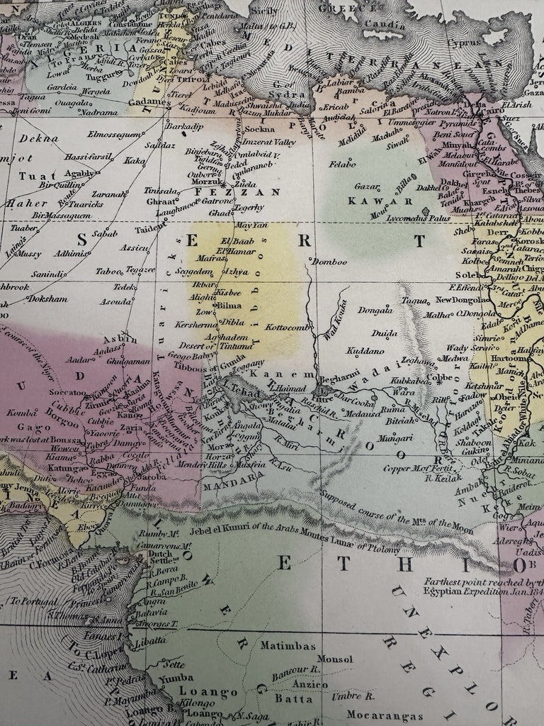 African continent Liberia inset Mts of Moon myth shown 1855 Cowperthwait map