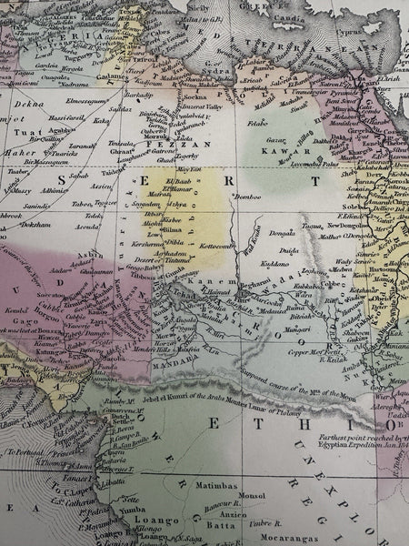 African continent Liberia inset Mts of Moon myth shown 1855 Cowperthwait map
