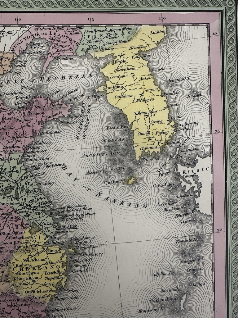 China Korea Formosa Yellow Sea 1855 Cowperthwait lovely hand color map
