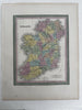Ireland by itself 1855 Cowperthwait lovely hand colored decorative map