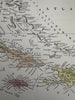 West Indies Caribbean isles 1855 Cowperthwait lovely hand colored decorative map