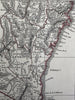 New South Wales Australia NSW  1850 Lowry scarce 3 sheet color map