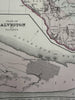 Texas w/Galveston city plan inset 1880 Mitchell fine decorative hand colored map