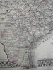 Texas w/Galveston city plan inset 1880 Mitchell fine decorative hand colored map