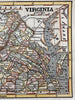 Virginia state 1853 Ensign charming miniature hand colored map giftable