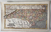 North Carolina state 1853 Ensign charming miniature hand colored map giftable