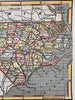 North Carolina state 1853 Ensign charming miniature hand colored map giftable