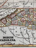 North Carolina state 1853 Ensign charming miniature hand colored map giftable