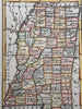 Mississippi state 1853 Ensign charming giftable miniature hand colored map