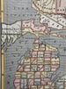 Michigan state 1853 Ensign charming giftable miniature hand colored map