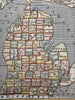 Michigan state 1853 Ensign charming giftable miniature hand colored map
