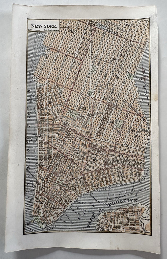 New York city plan 1853 Ensign charming giftable miniature hand colored map