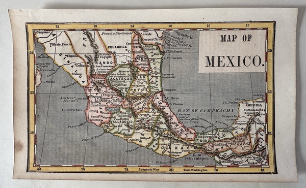 Mexico 1853 Ensign charming giftable miniature hand colored map
