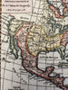 North America Quivera Teguato 1750 Vaugondy engraved hand colored miniature map