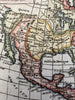 North America Quivera Teguato 1750 Vaugondy engraved hand colored miniature map