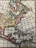 North America Quivera Teguato 1750 Vaugondy engraved hand colored miniature map