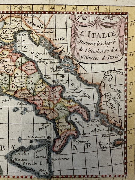Italy Italia 1772 scarce charming miniature hand colored decorative map