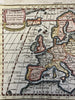 Europe across to Asiatic Russia & Turkey 1772 scarce charming miniature HC map