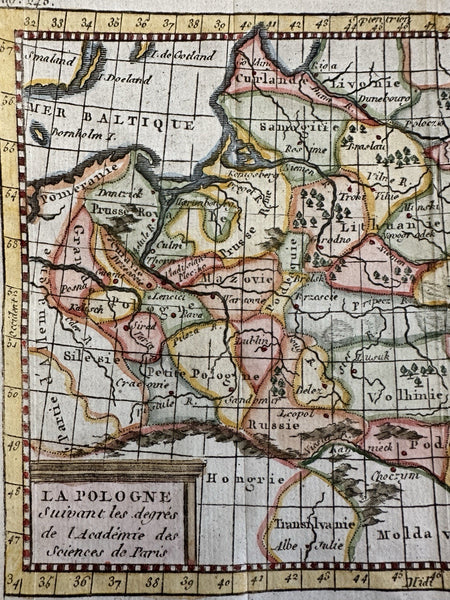 Poland la Pologne Europe Lithuania 1772 scarce charming miniature HC map