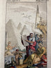 Allegorical title page Egypt pyramids mummy 1754 Lebas scarce hand color print