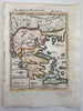 Greece Greek islands Macedonia Crete 1719 Mallet miniature hand color map