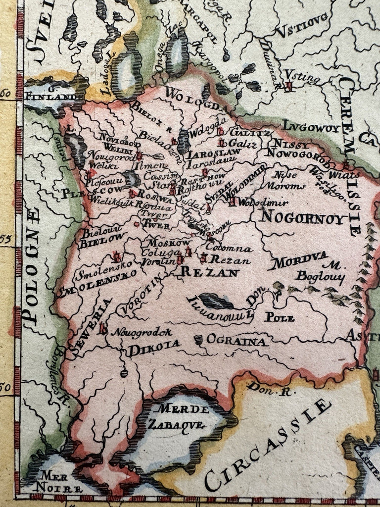 Moscovy Russia 1719 Mallet miniature hand color map