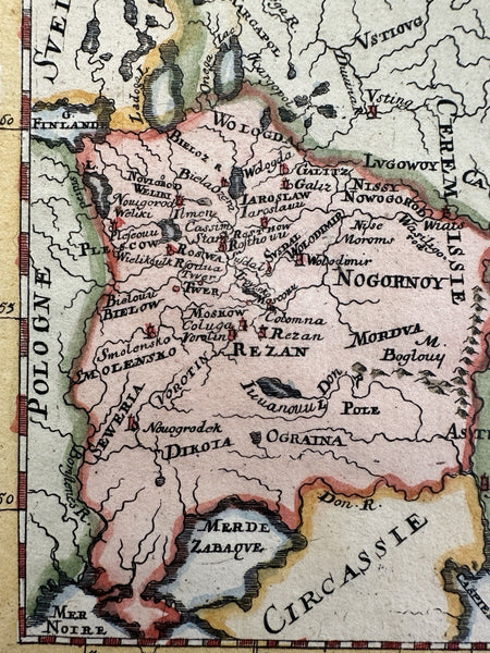 Moscovy Russia 1719 Mallet miniature hand color map