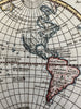 World in spheres 1750 Vaugondy engraved hand colored map