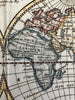 World in spheres 1750 Vaugondy engraved hand colored map