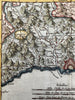 Italy Italia coast Genoa Genes environs 1750 Vaugondy hand colored miniature map