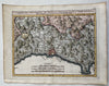 Italy Italia coast Genoa Genes environs 1750 Vaugondy hand colored miniature map