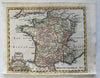 France 1772 Kitchin decorative cartouche hand colored miniature map