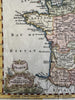 France 1772 Kitchin decorative cartouche hand colored miniature map