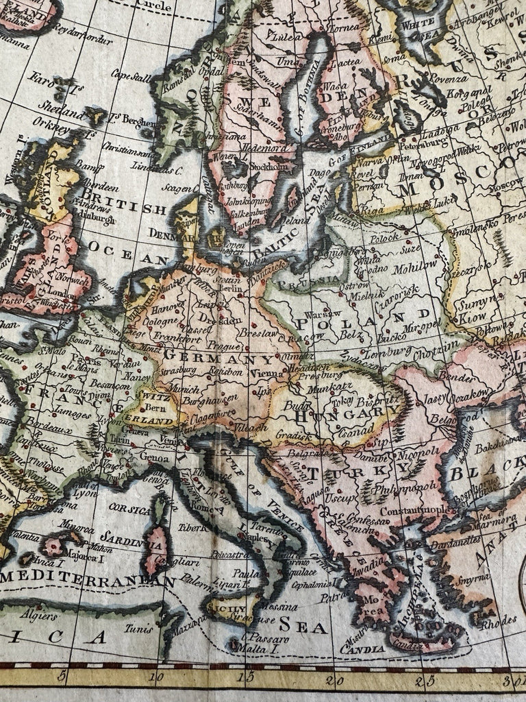 Europe continent Poland Moscovy c.1799 McIntyre attractive hand color map