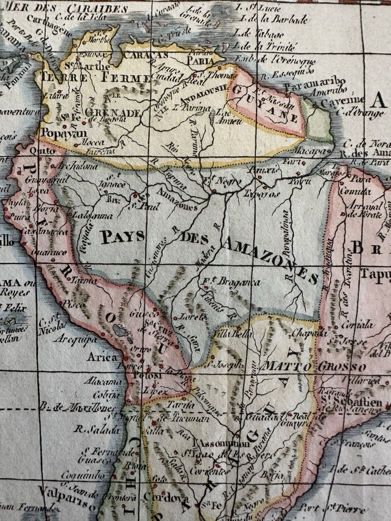 South America 1828 attractive engraved hand color map