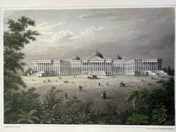 Washington DC the "new" Capitol building c. 1850 Meyer hand color print