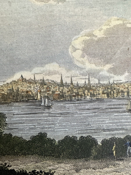 Boston Massachusetts city view c.1830 Abel Bowen hand color print