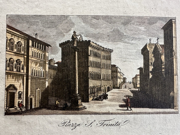 Firenze Florence Italia Italia 1829 print lot x 2 nice HC city urban views